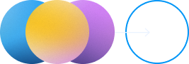 blue yellow and purple circles merging into a new circle