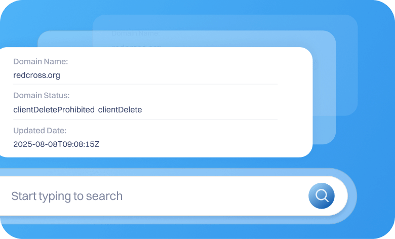 Illustration showing the word “WHOIS” with a magnifying glass placed over it, symbolizing looking up domain ownership and registration details using a WHOIS search.