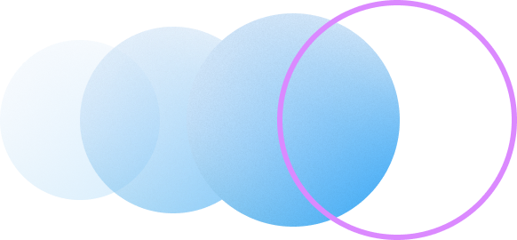 Abstract overlapping blue gradient circles with a highlighted purple outline, representing focus or selection.