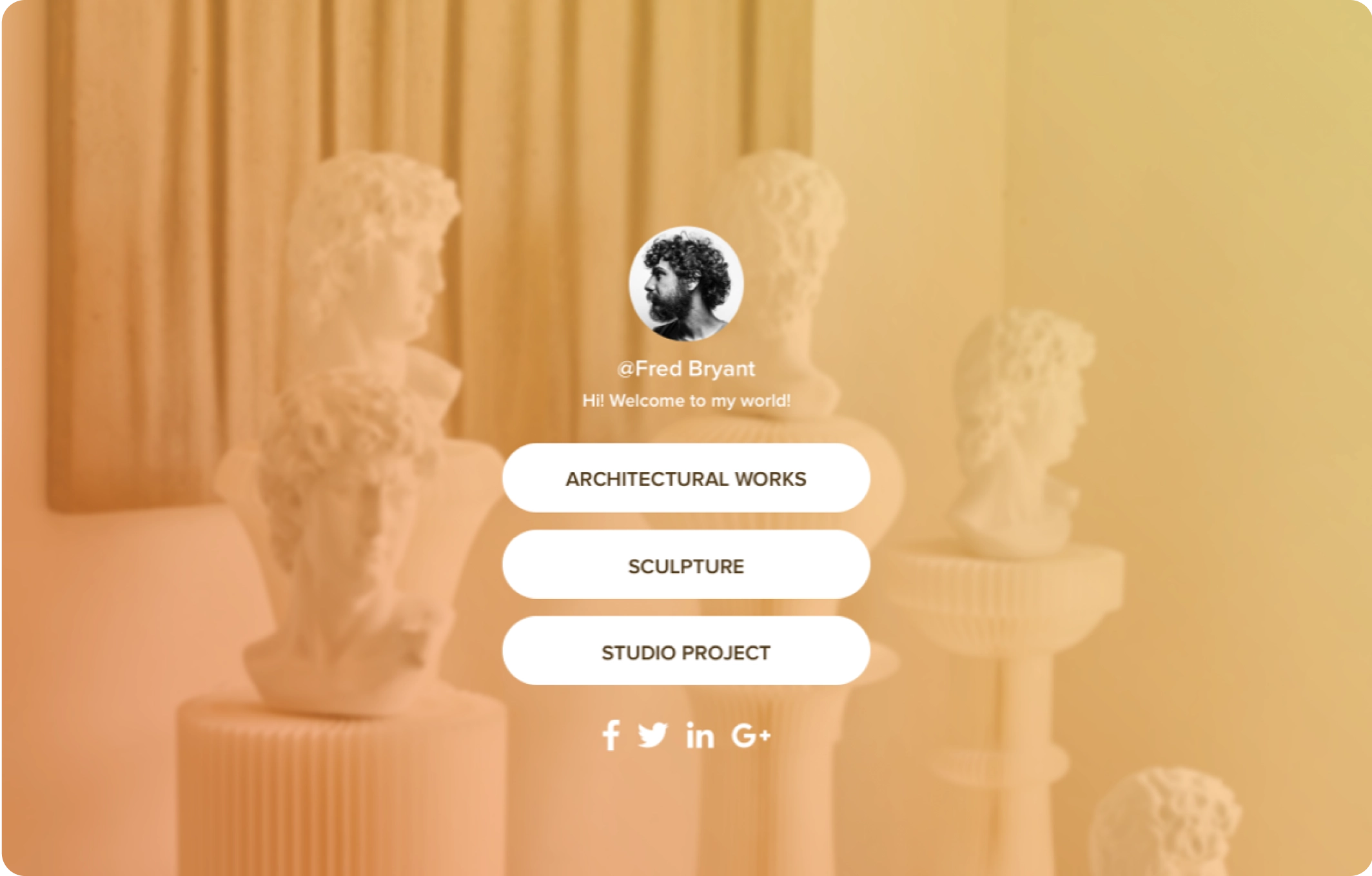 modelo de site sendo usado para vincular aos vários sites e páginas de mídia social dos criadores do site